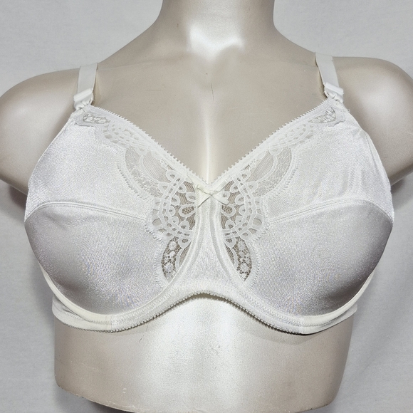 40C Lilyette 418 Satin & Lace Minimizer‎ Underwire Bra White NWT - Picture 1 of 8